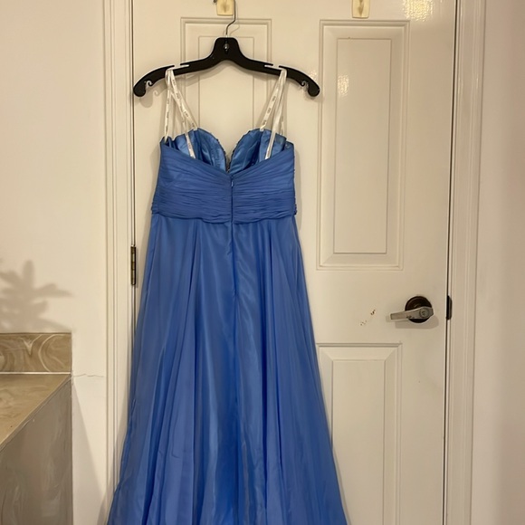 Evening gown strapless periwinkle with bejeweled neck line - Picture 3 of 6
